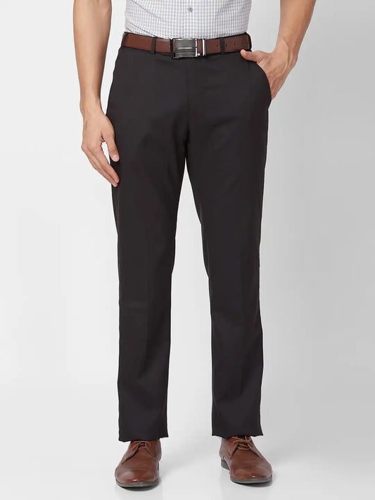 Park Avenue Men Blue Solid Regular Fit Polyester Blend Trouser