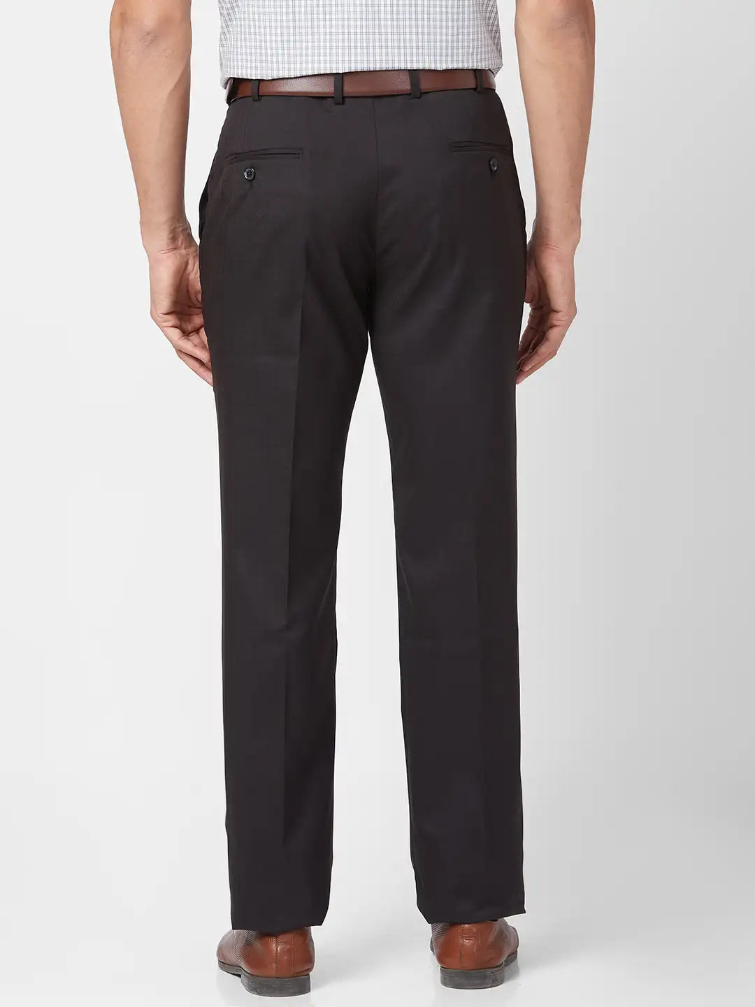Park Avenue Men Blue Solid Regular Fit Polyester Blend Trouser