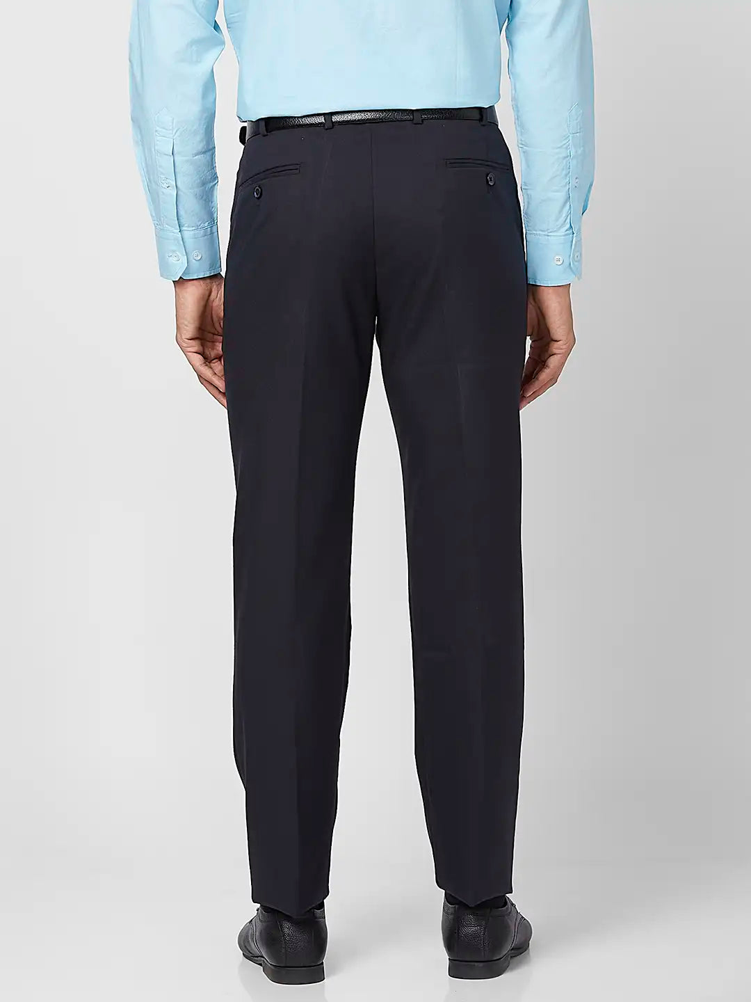 Park Avenue Men Blue Solid Regular Fit Polyester Blend Trouser – MyRaymond