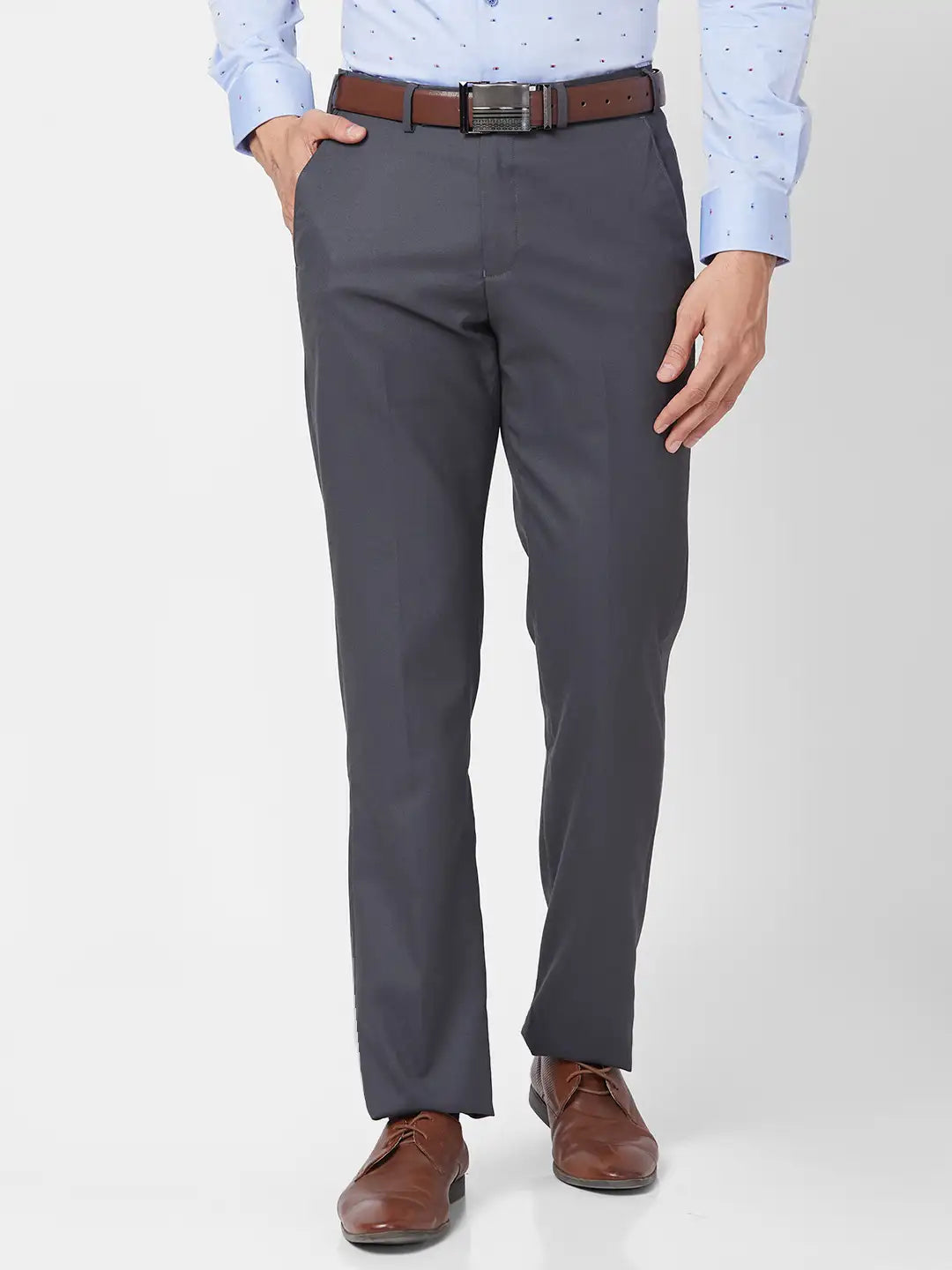 Park Avenue Men Grey Solid Regular Fit Polyester Blend Trouser – MyRaymond