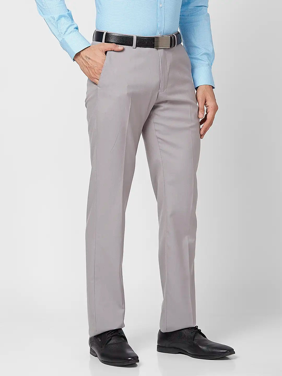 Park Avenue Men Blue Checks Regular Fit Polyester Blend Trouser