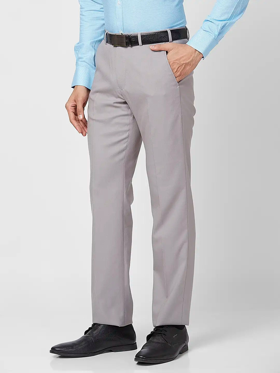 Park Avenue Men Blue Checks Regular Fit Polyester Blend Trouser