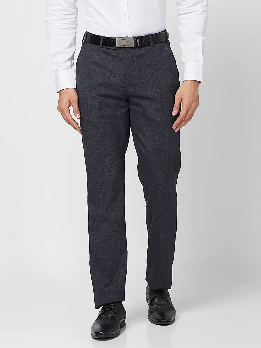 Park Avenue Men Blue Checks Regular Fit Polyester Blend Trouser – MyRaymond