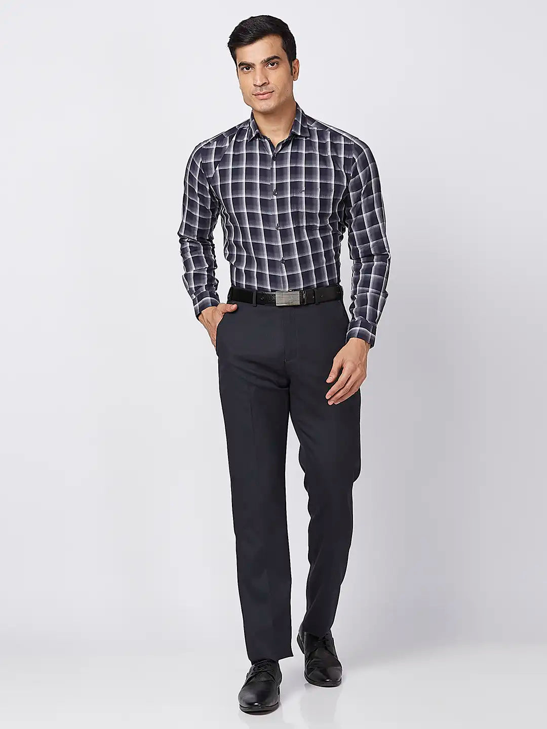 Park Avenue Men Fawn Solid Regular Fit Polyester Blend Trouser