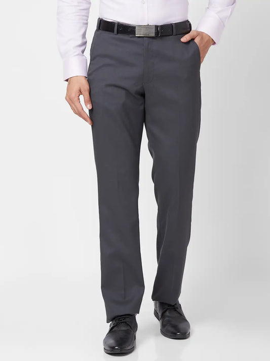 Park Avenue Men Black Checks Regular Fit Polyester Blend Trouser
