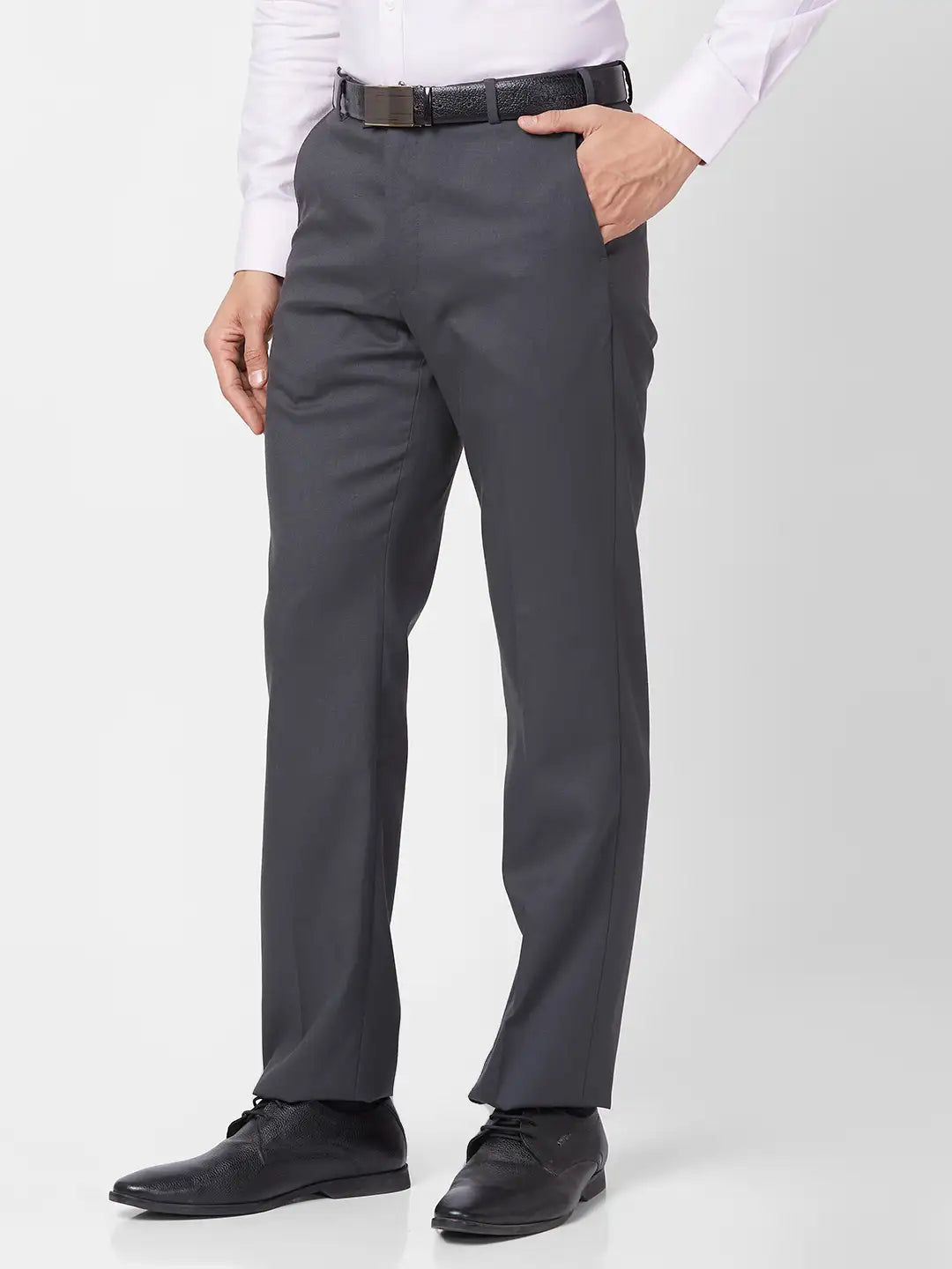 Park Avenue Men Black Checks Regular Fit Polyester Blend Trouser