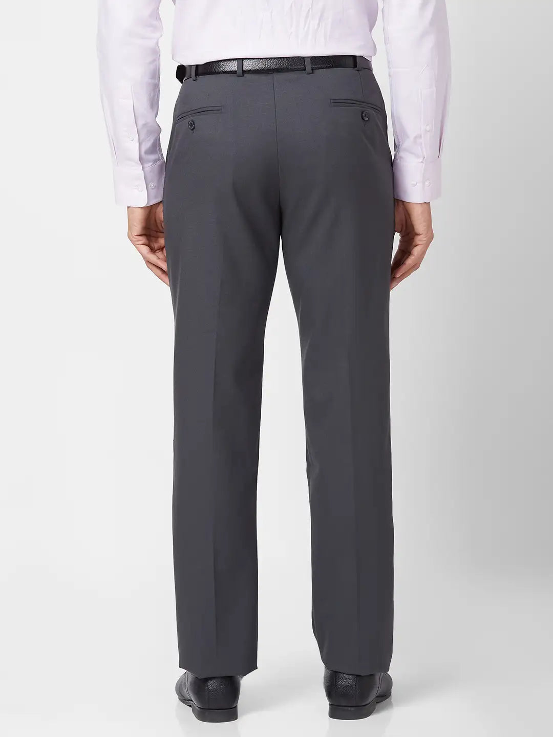 Park Avenue Men Black Checks Regular Fit Polyester Blend Trouser