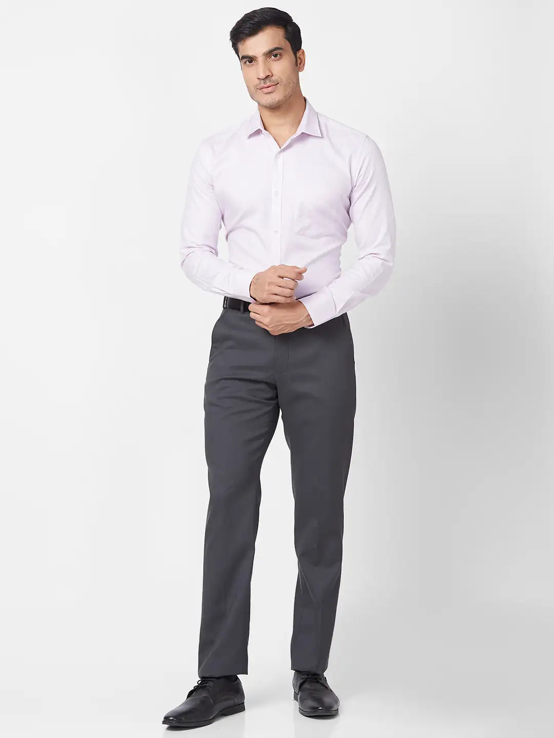Park Avenue Men Black Checks Regular Fit Polyester Blend Trouser