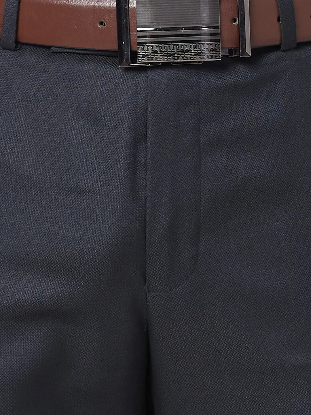 Park Avenue Men Black Structure Regular Fit Polyester Blend Trouser