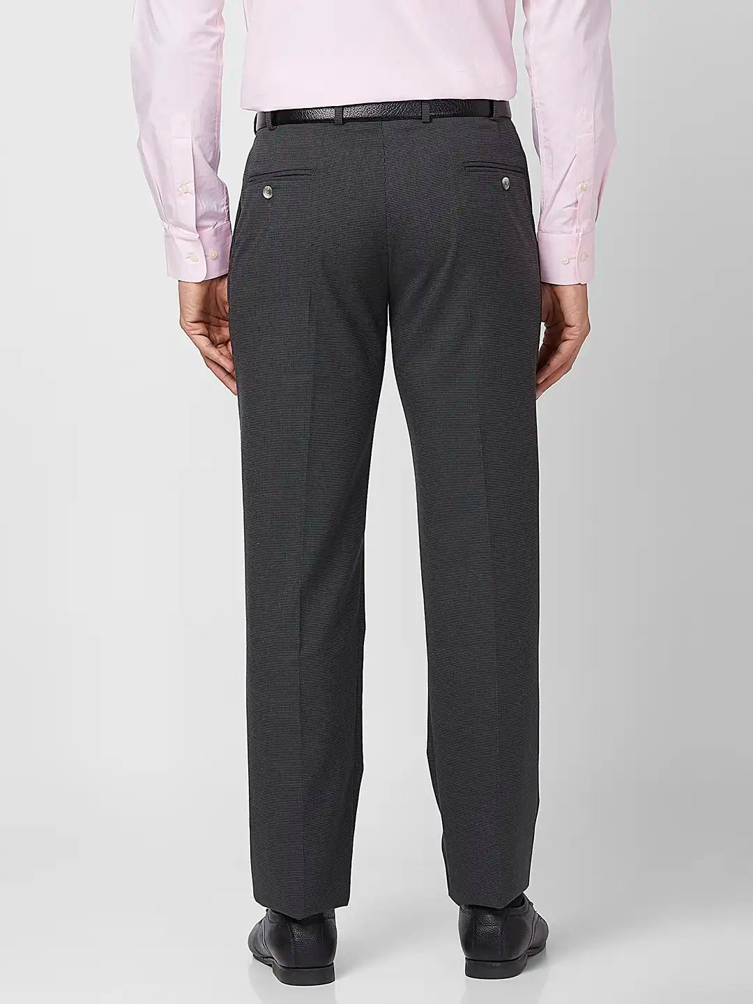 Park Avenue Men Grey Solid Super Slim Fit Polyester Blend Trouser