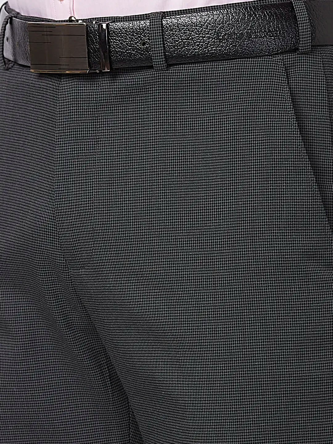 Park Avenue Men Grey Solid Super Slim Fit Polyester Blend Trouser