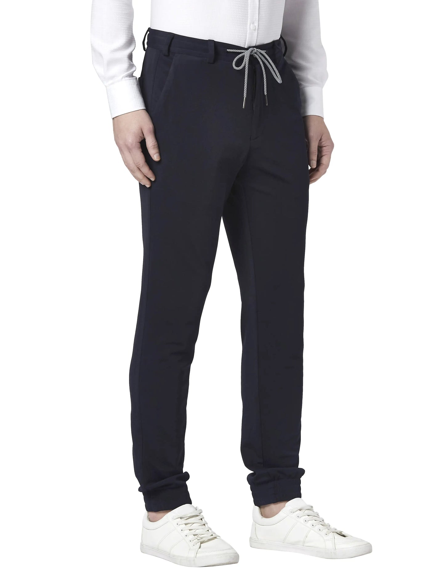 Men Blue Neo Fit Checks Polyester Blend Trouser