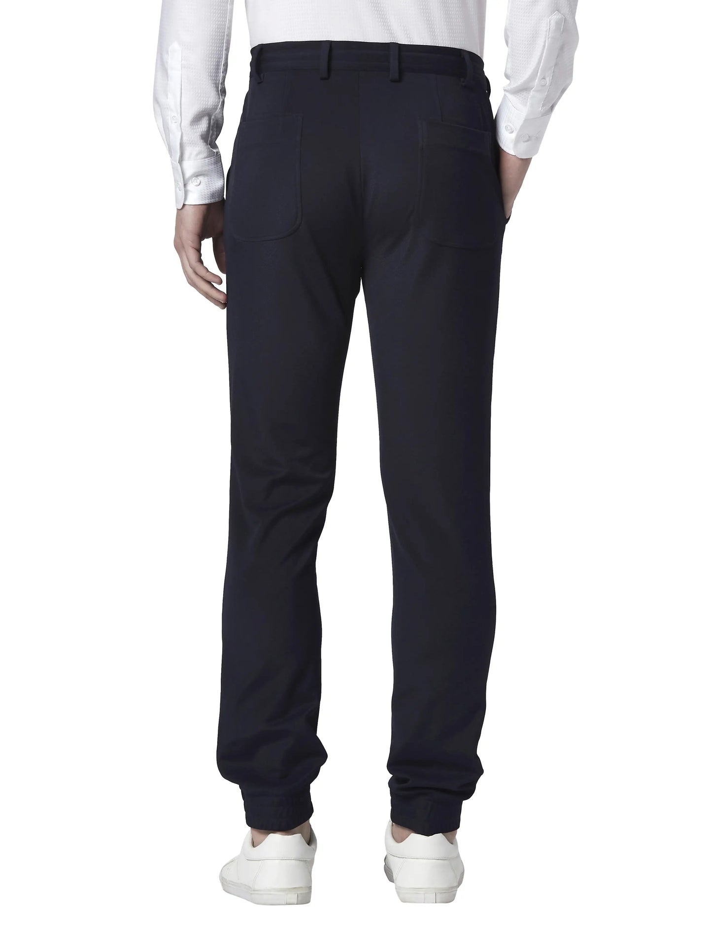 Men Blue Neo Fit Checks Polyester Blend Trouser