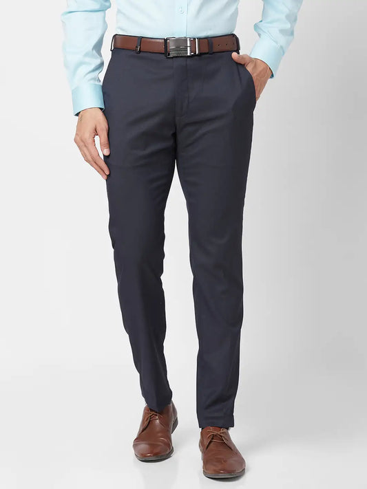 Park Avenue Men Fawn Stripe Neo Fit Polyester Blend Trouser