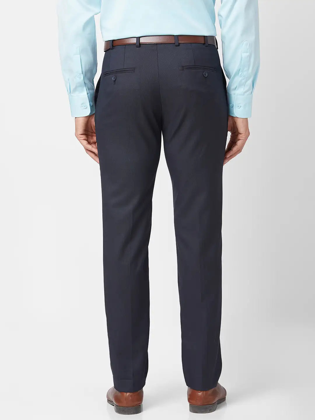 Park Avenue Men Fawn Stripe Neo Fit Polyester Blend Trouser