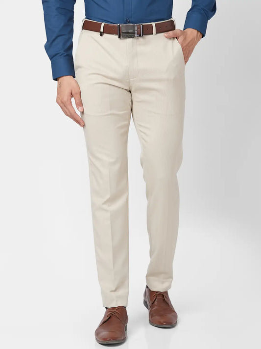Park Avenue Men Green Melange Active Fit Terelyen Blend Trouser