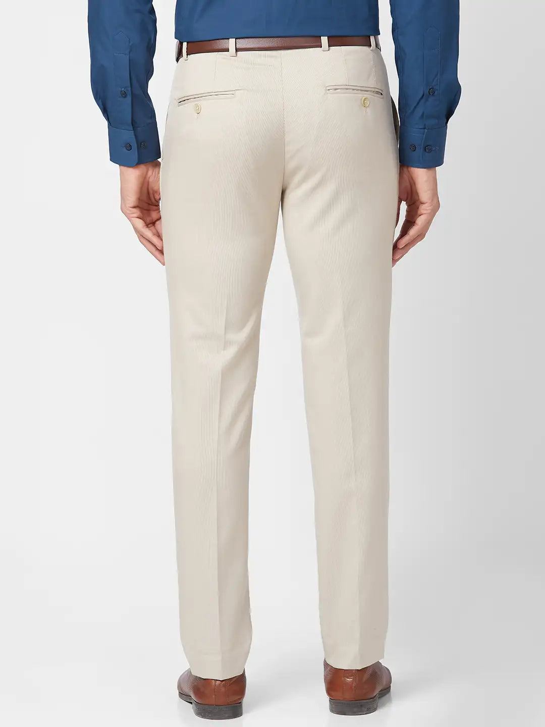 Park Avenue Men Green Melange Active Fit Terelyen Blend Trouser