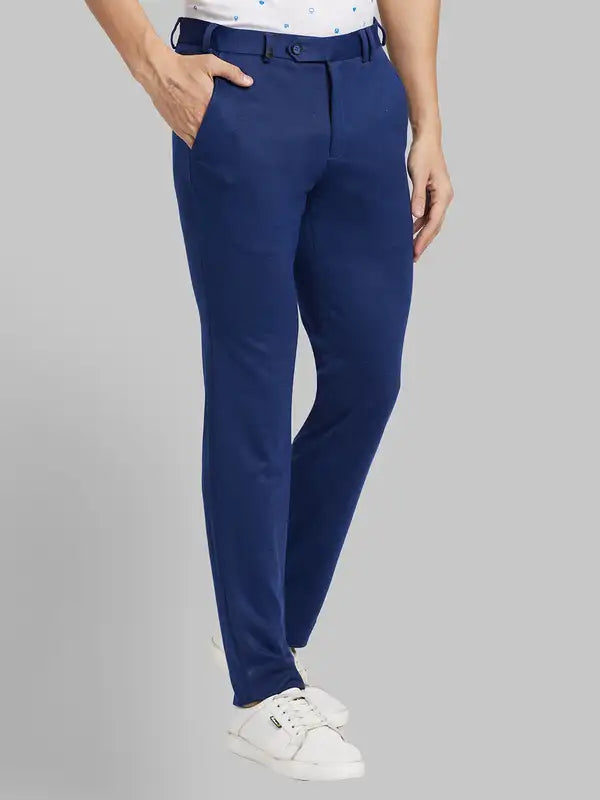 Men Regular Fit Blue Trouser