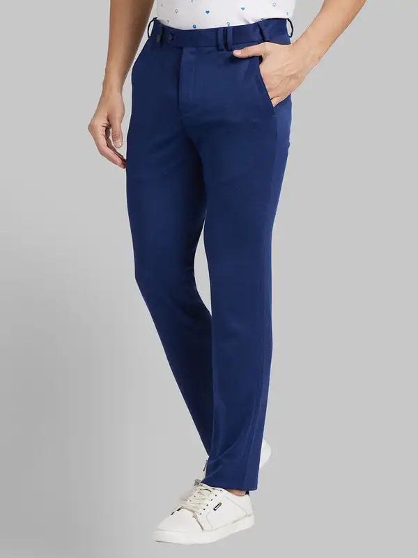 Men Regular Fit Blue Trouser