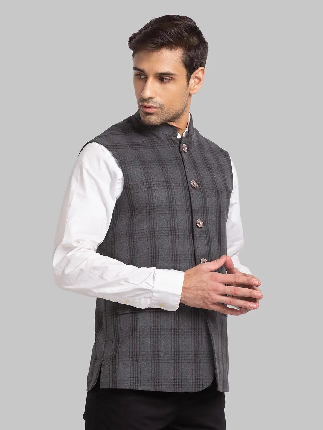 Men Slim Fit Blue Bundi