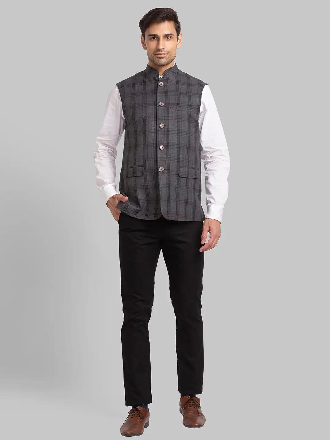 Men Slim Fit Blue Bundi