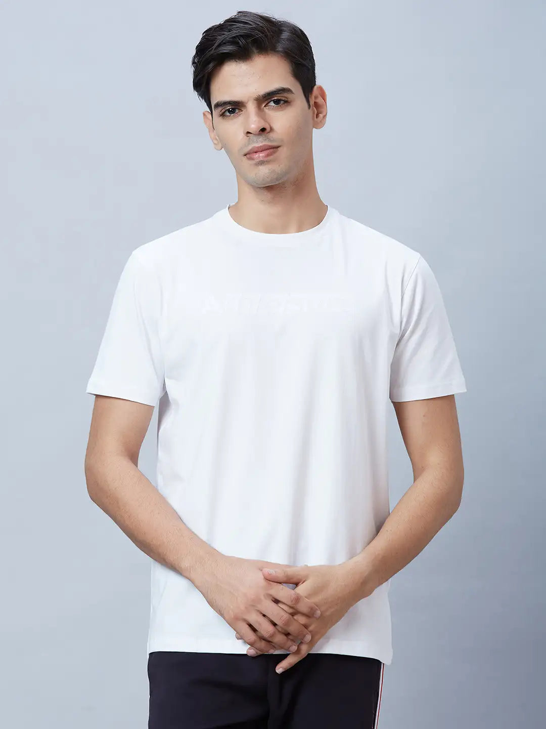 Men Yellow Slim Fit Print Cotton Blend T-Shirt