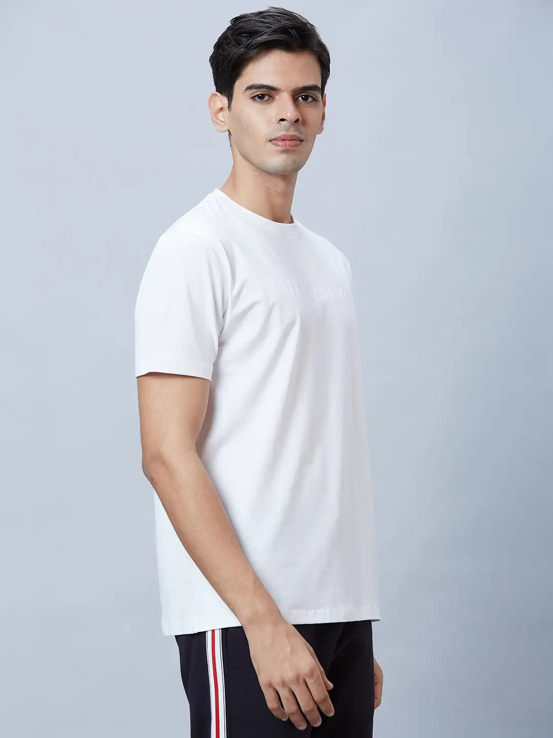 Men Yellow Slim Fit Print Cotton Blend T-Shirt