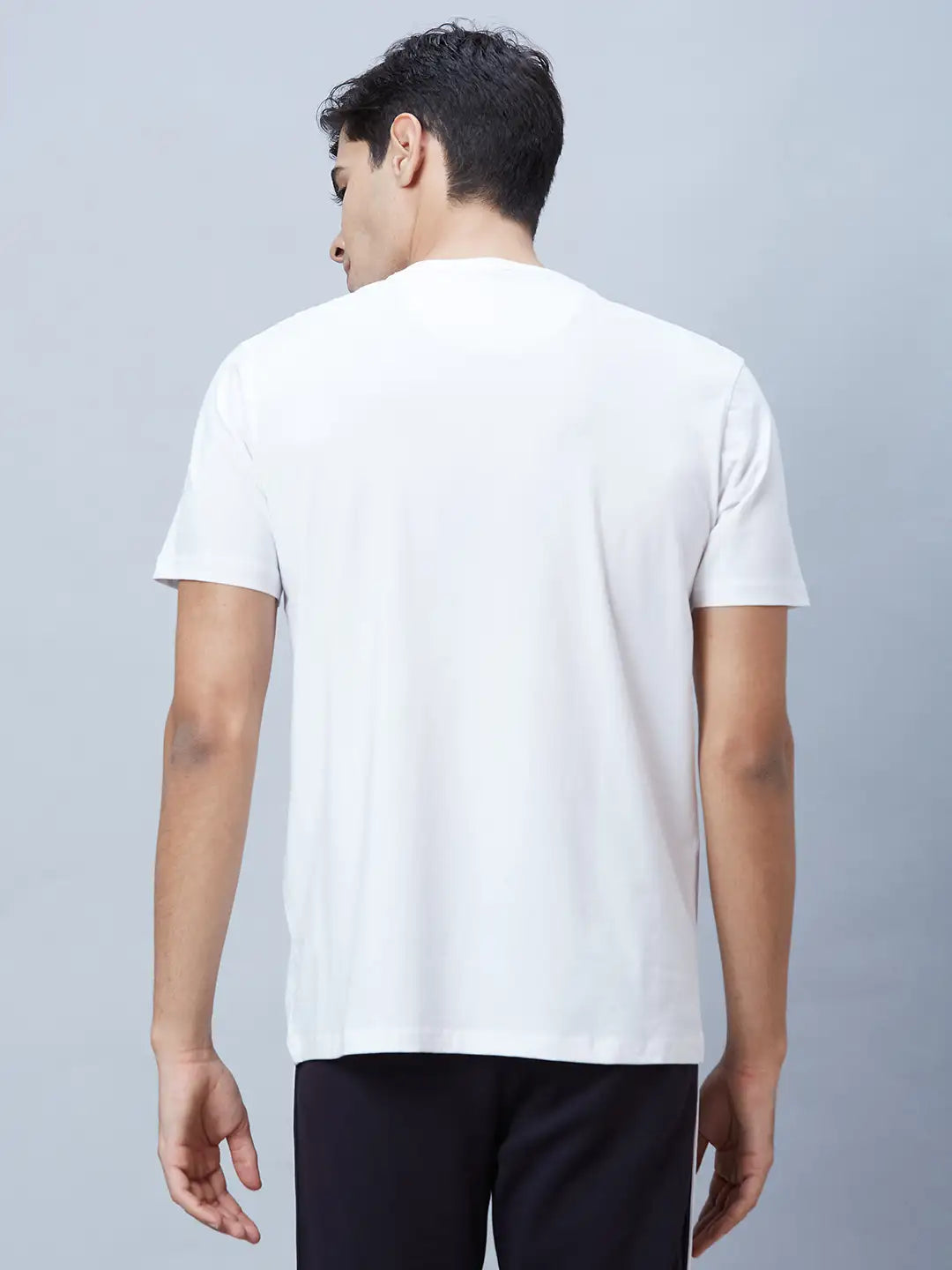 Men Yellow Slim Fit Print Cotton Blend T-Shirt
