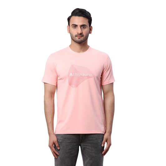 Park Avenue Men Black Print Slim Fit Cotton Blend Fold Neck T-Shirt