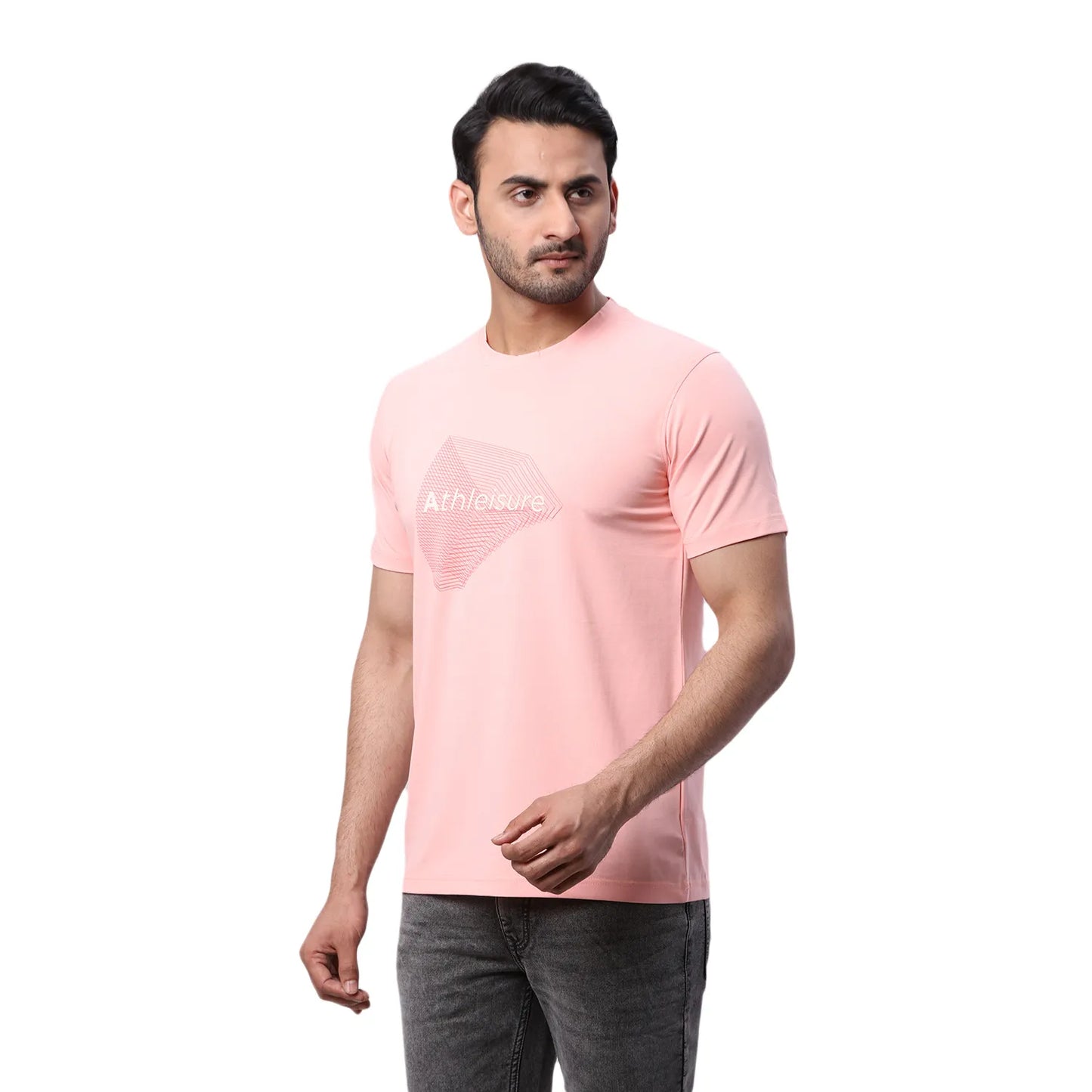 Park Avenue Men Black Print Slim Fit Cotton Blend Fold Neck T-Shirt