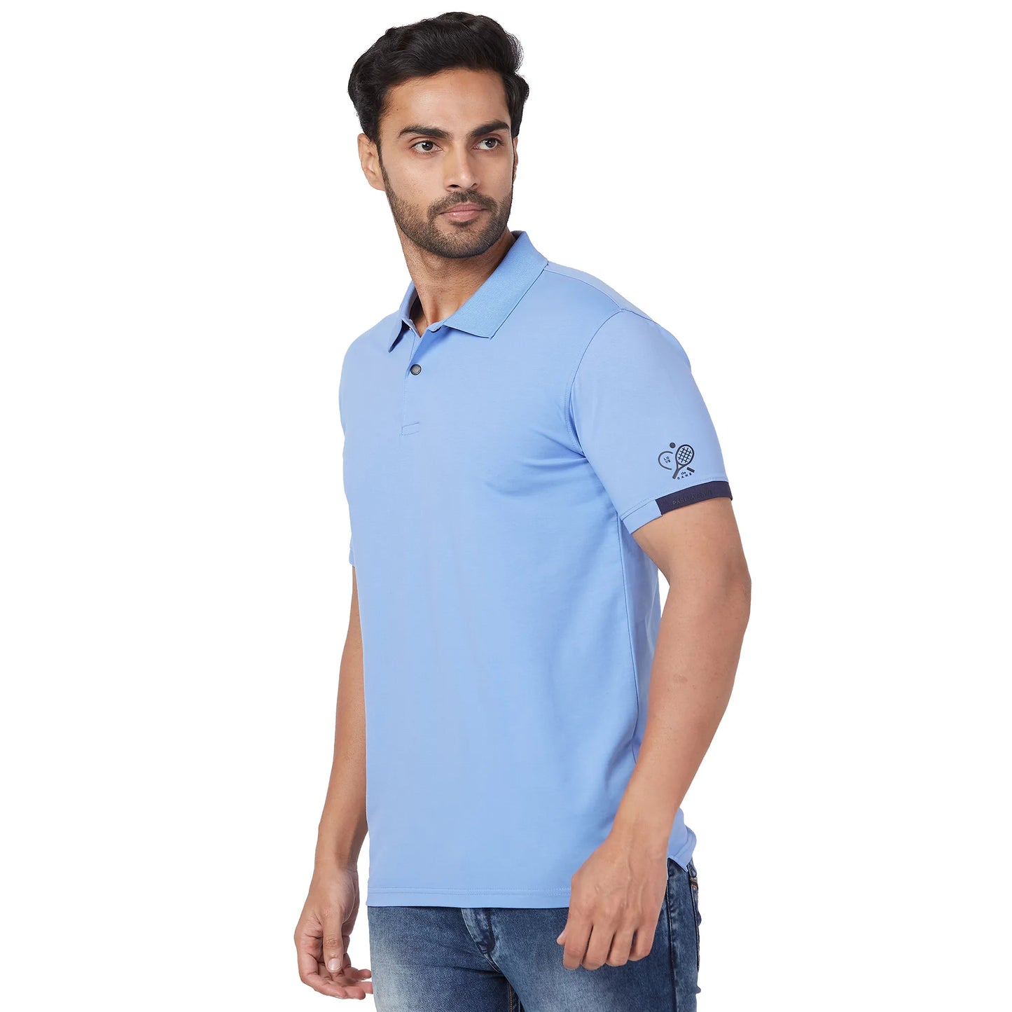 Park Avenue Men White Print Slim Fit Cotton Blend Round Neck T-Shirt