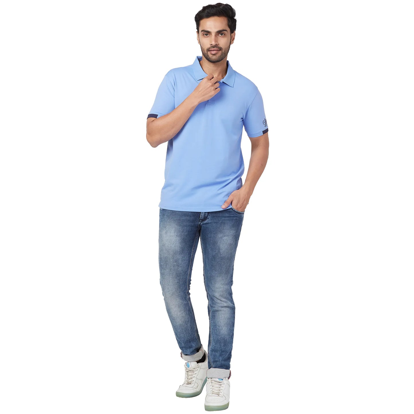 Park Avenue Men White Print Slim Fit Cotton Blend Round Neck T-Shirt
