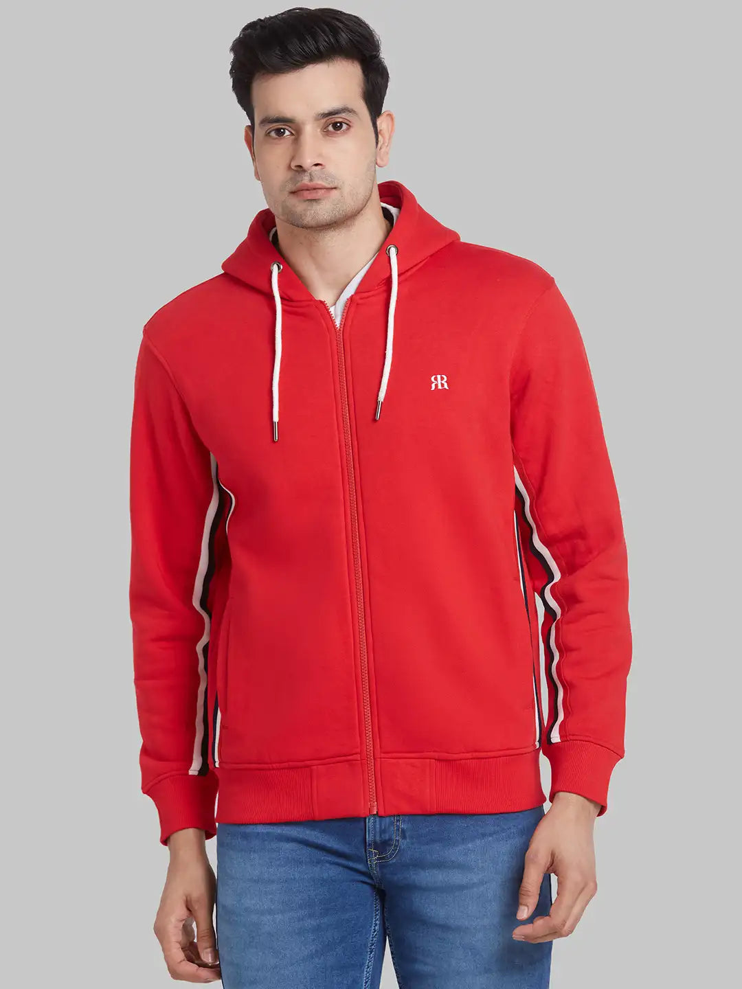 Raymond Men White Solid Regular Fit Cotton Blend Sweatshirt