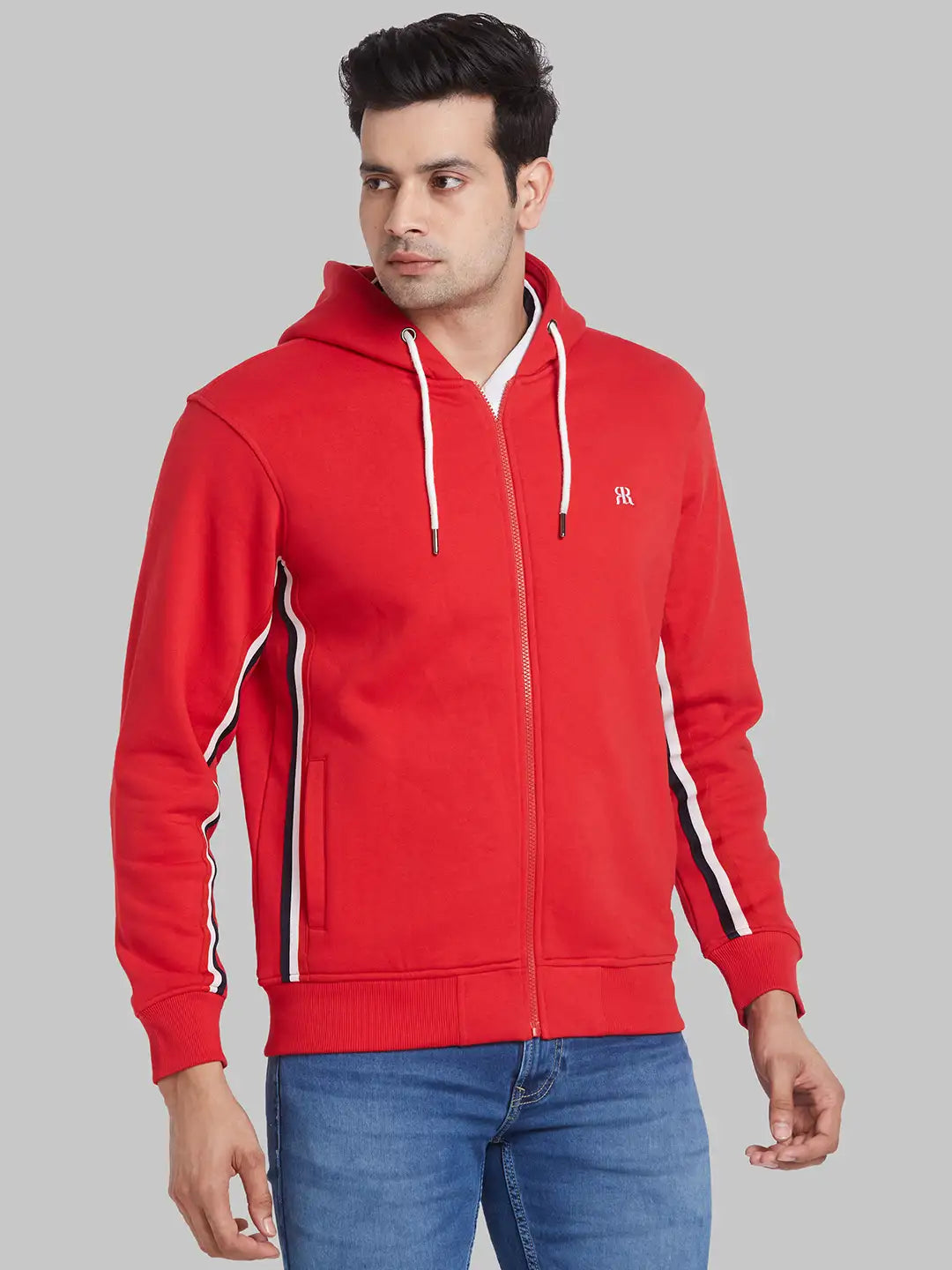 Raymond Men White Solid Regular Fit Cotton Blend Sweatshirt