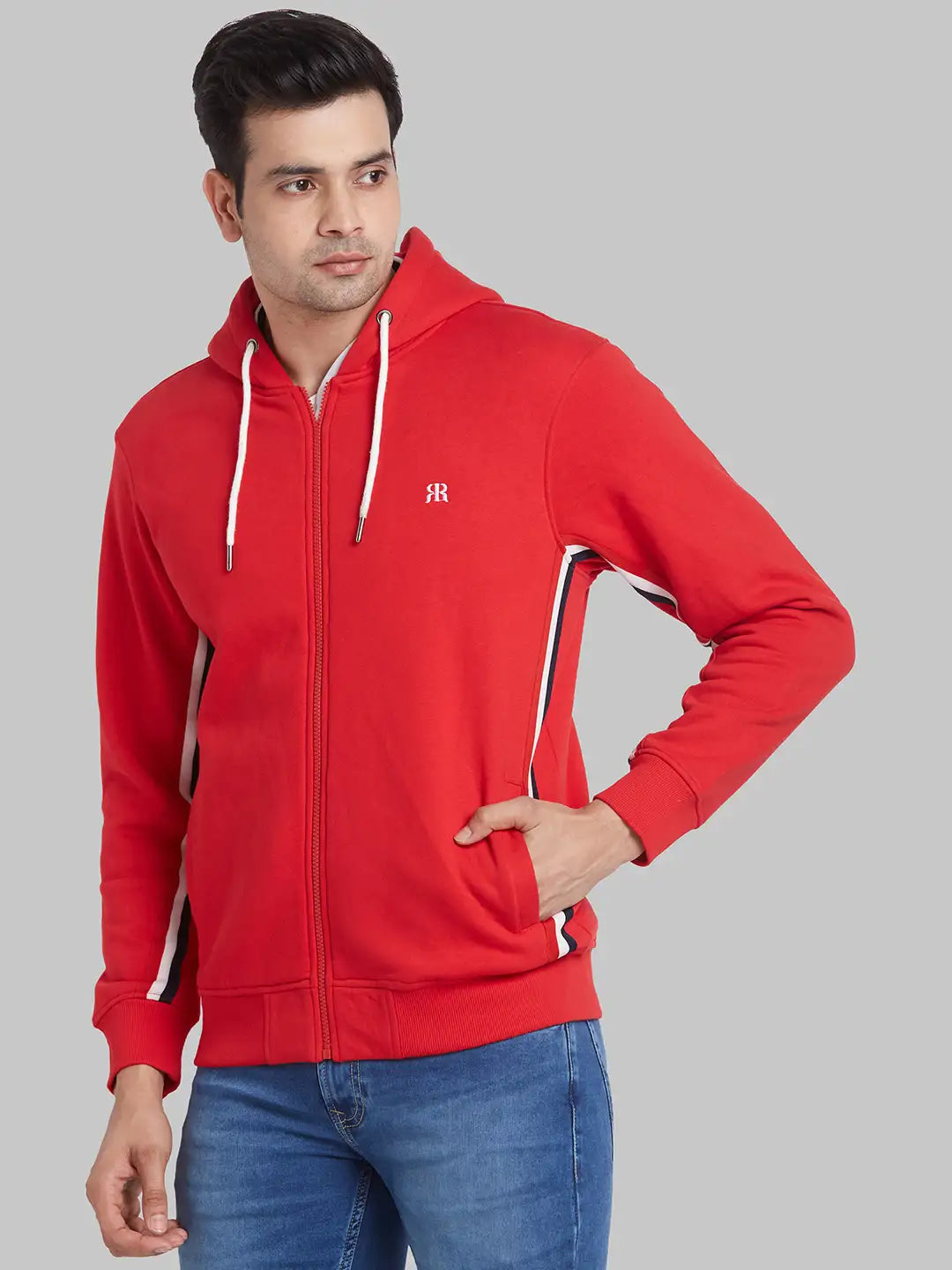 Raymond Men White Solid Regular Fit Cotton Blend Sweatshirt