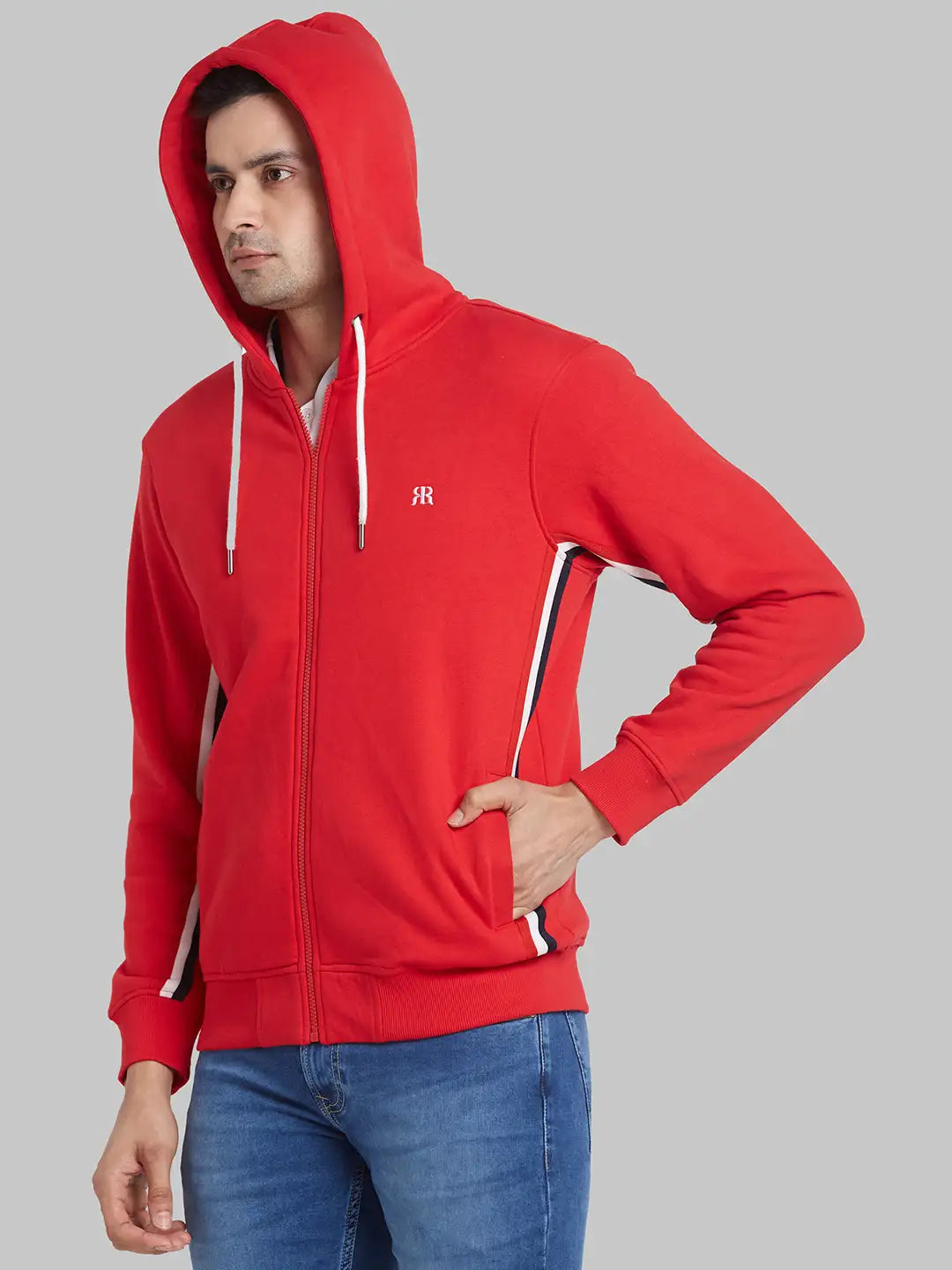 Raymond Men White Solid Regular Fit Cotton Blend Sweatshirt