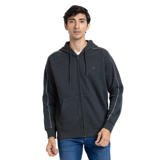 Raymond Men Green Solid Regular Fit Cotton Blend Sweatshirt