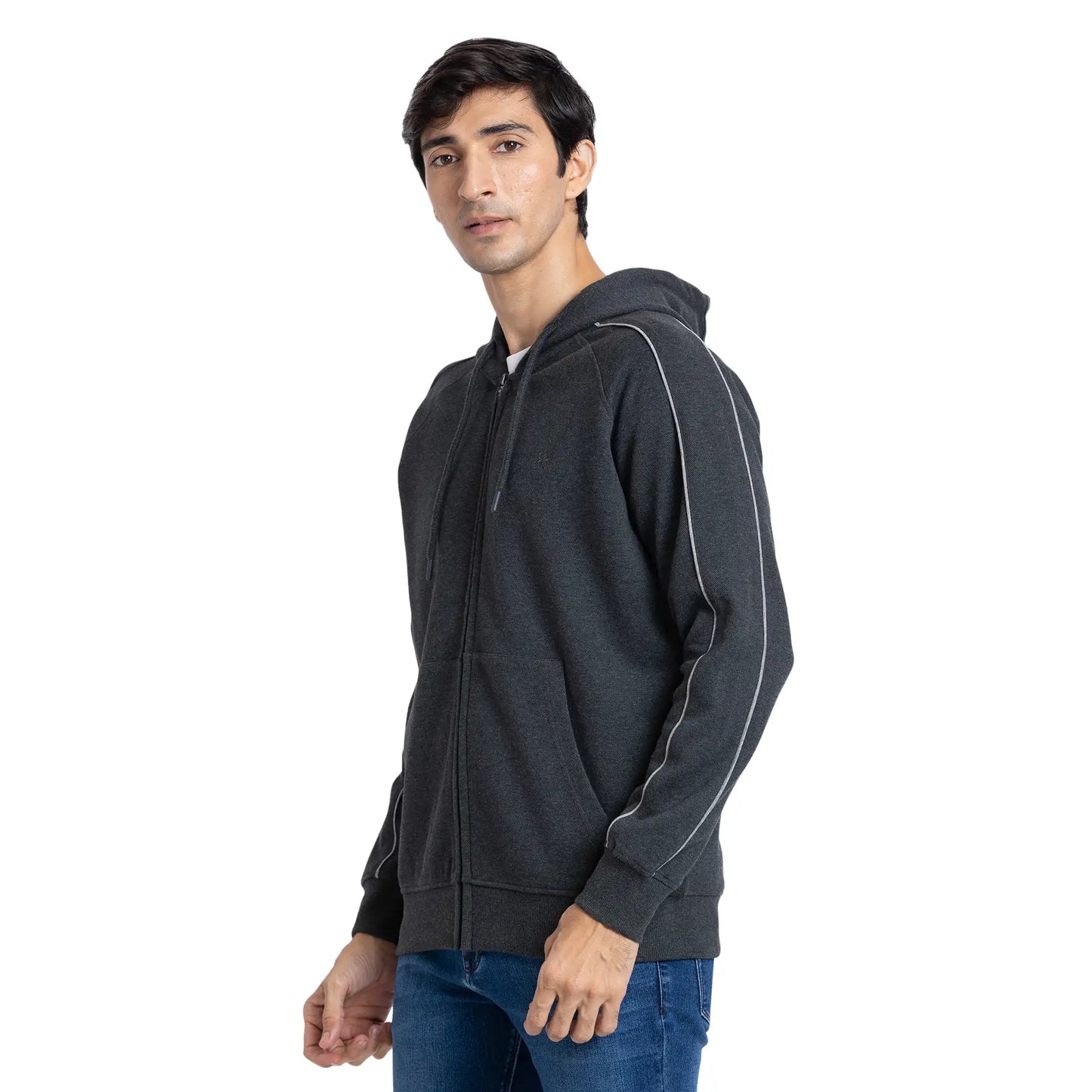 Raymond Men Green Solid Regular Fit Cotton Blend Sweatshirt