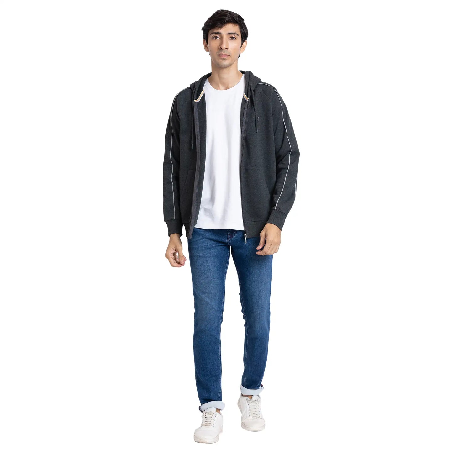 Raymond Men Green Solid Regular Fit Cotton Blend Sweatshirt