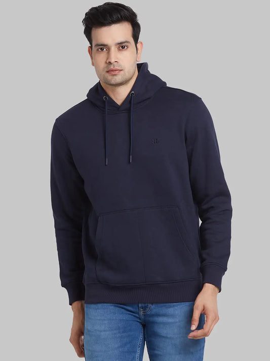 Raymond Men Black Solid Regular Fit Cotton Blend Sweatshirt