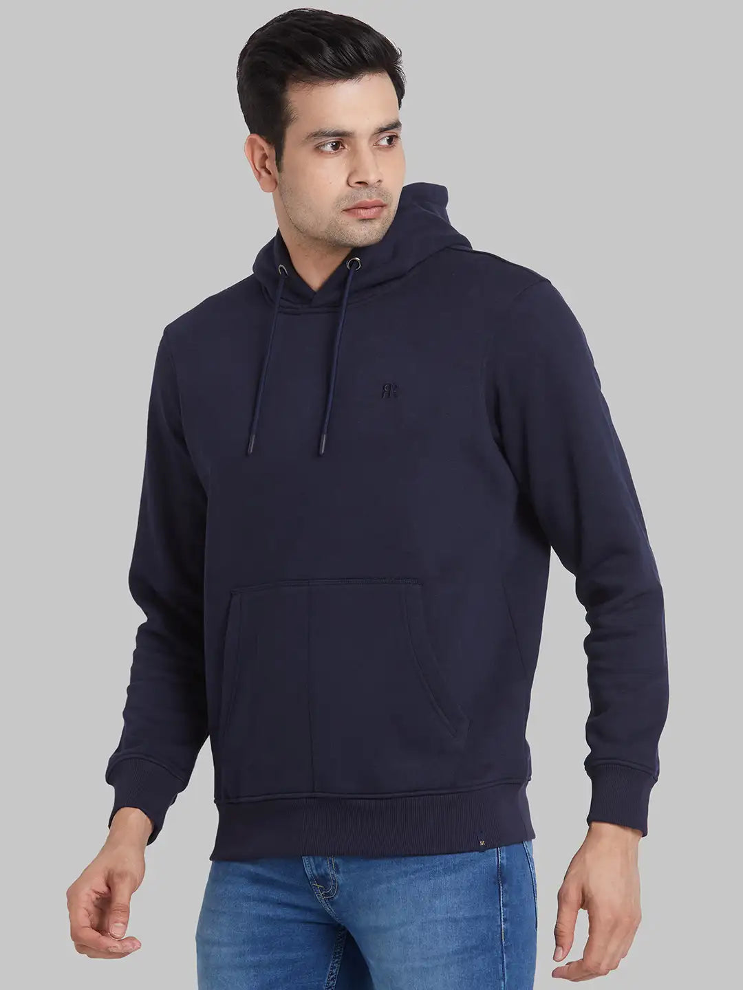 Raymond Men Black Solid Regular Fit Cotton Blend Sweatshirt