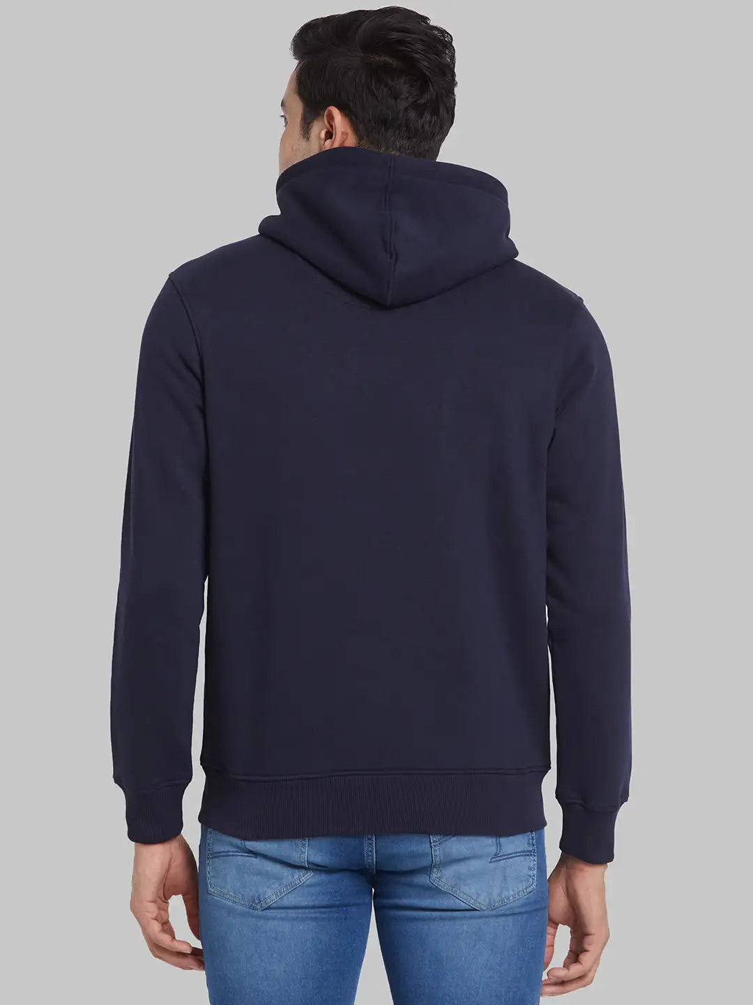 Raymond Men Black Solid Regular Fit Cotton Blend Sweatshirt