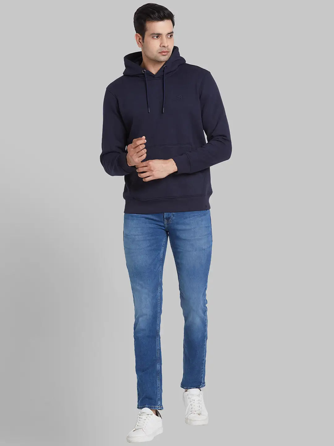 Raymond Men Black Solid Regular Fit Cotton Blend Sweatshirt