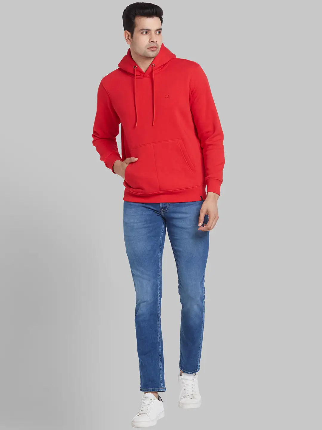 Raymond Men White Solid Regular Fit Cotton Blend Sweatshirt