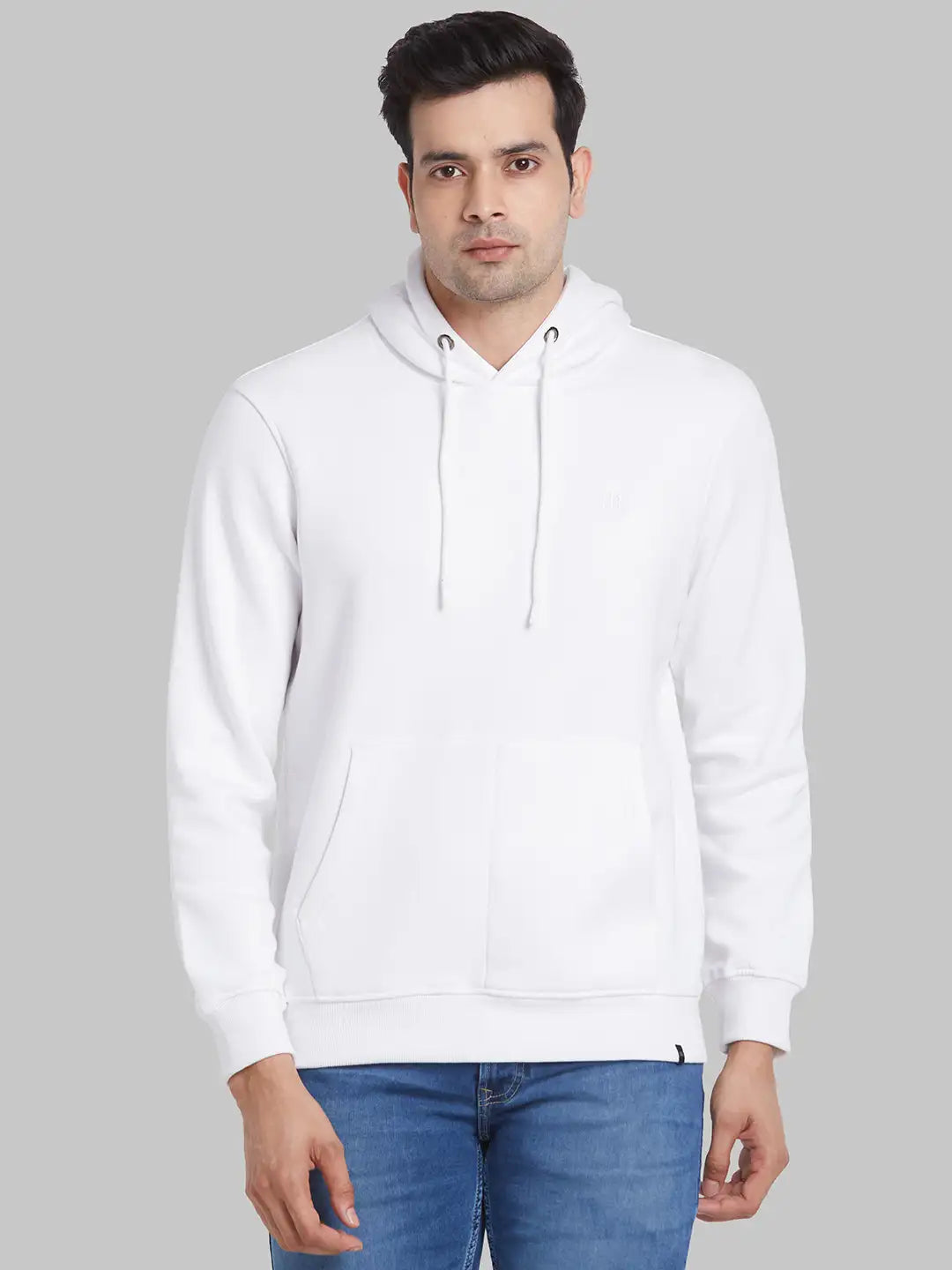 Raymond Men Grey Solid Regular Fit Cotton Blend High Neck Sweatshirt