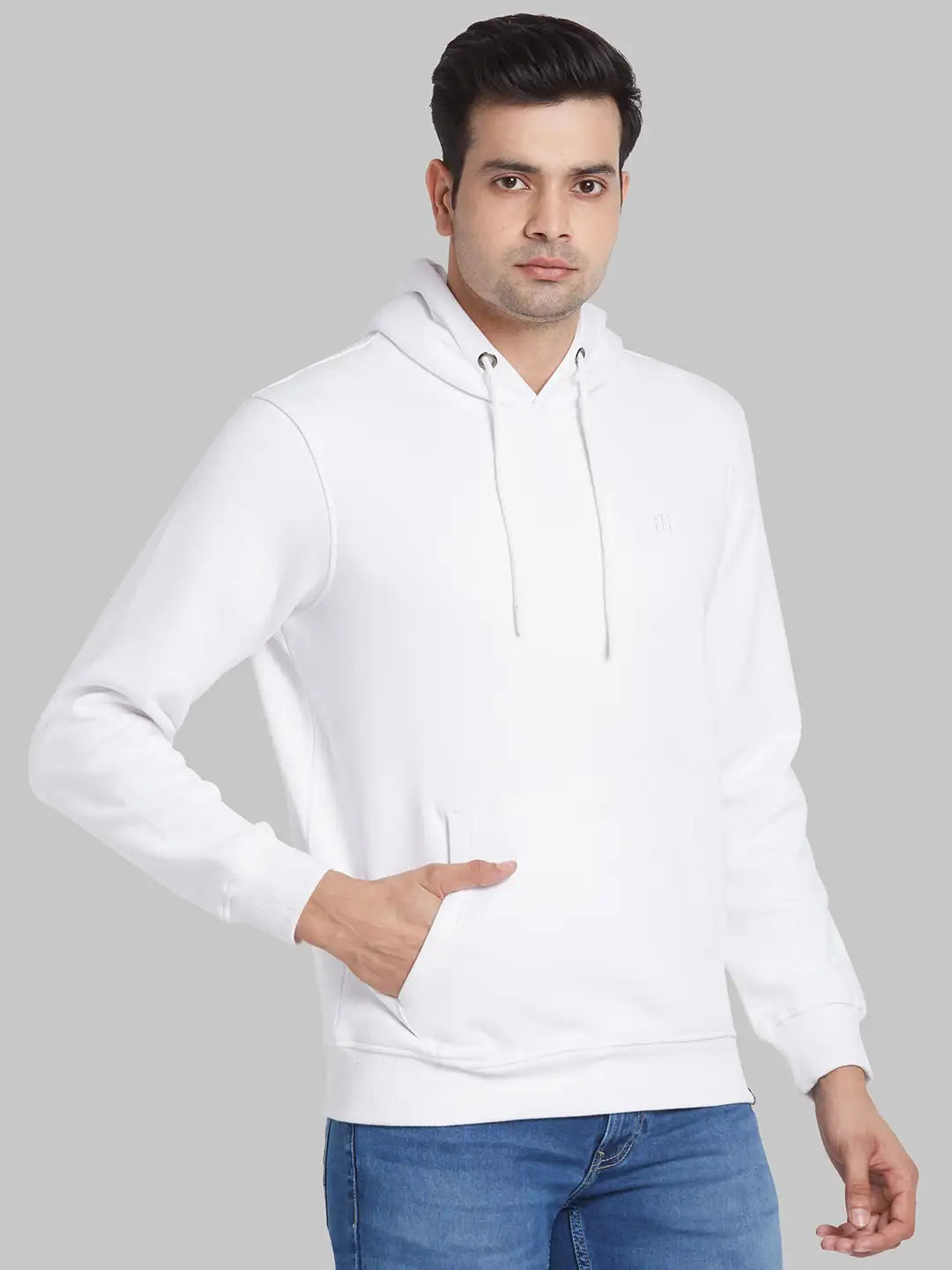 Raymond Men Grey Solid Regular Fit Cotton Blend High Neck Sweatshirt