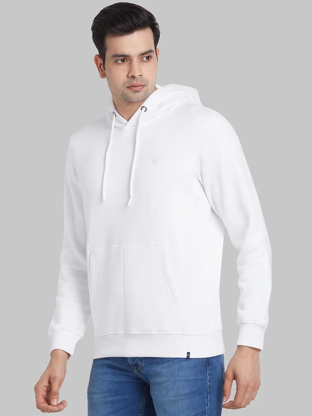 Raymond Men Grey Solid Regular Fit Cotton Blend High Neck Sweatshirt