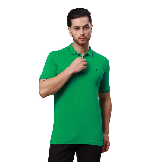 Raymond Men Petrol Solid Contemporary Fit Cotton T-Shirt