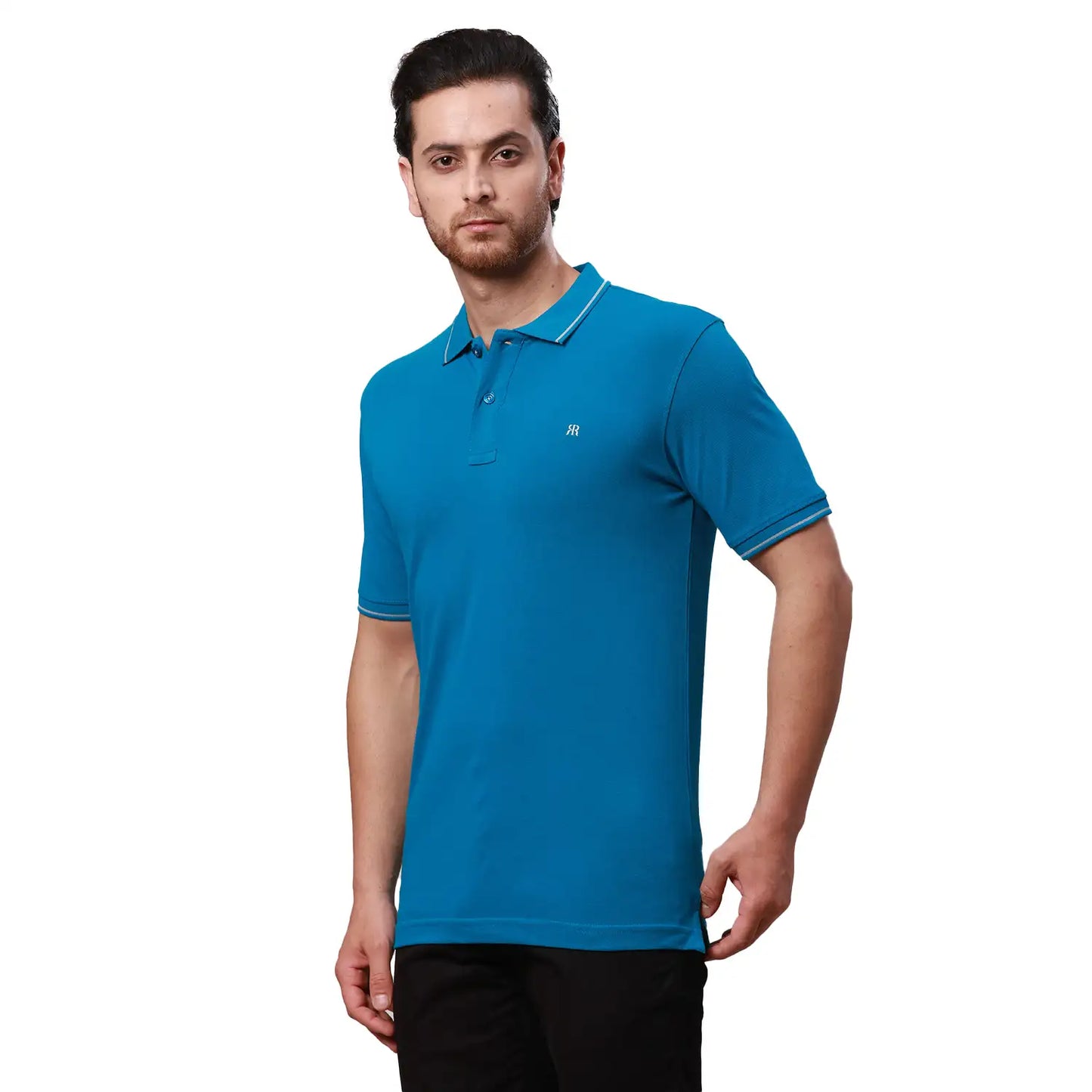 Raymond Men Blue Print Contemporary Fit Cotton T-Shirt