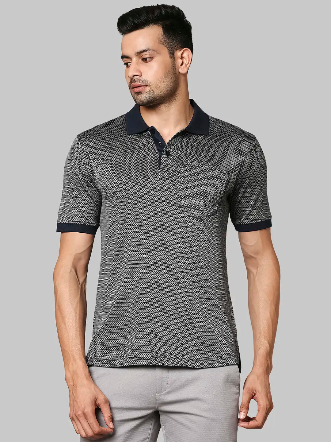Men Contemporary Fit Dark Blue Polo